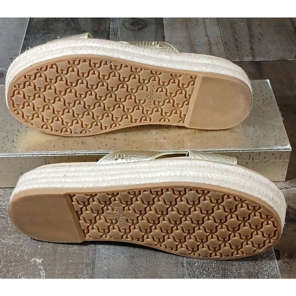 Sam Edelman Korina Slide Sandal Gold Wedge Espadrille Shoe 9.5 - Picture 7 of 7